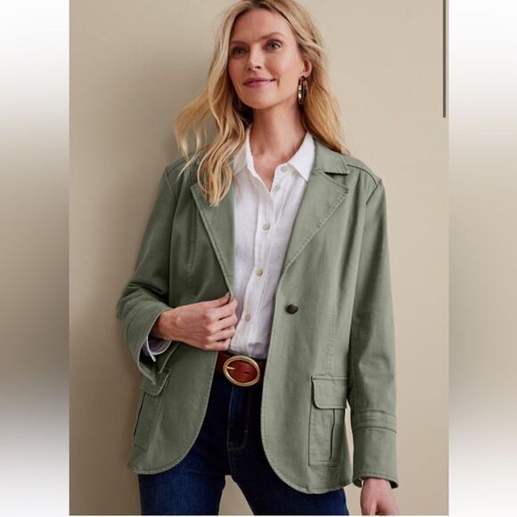 NWT Soft Surroundings Forte Jacket Agave Green Womens Size SMALL - Picture 1 of 14